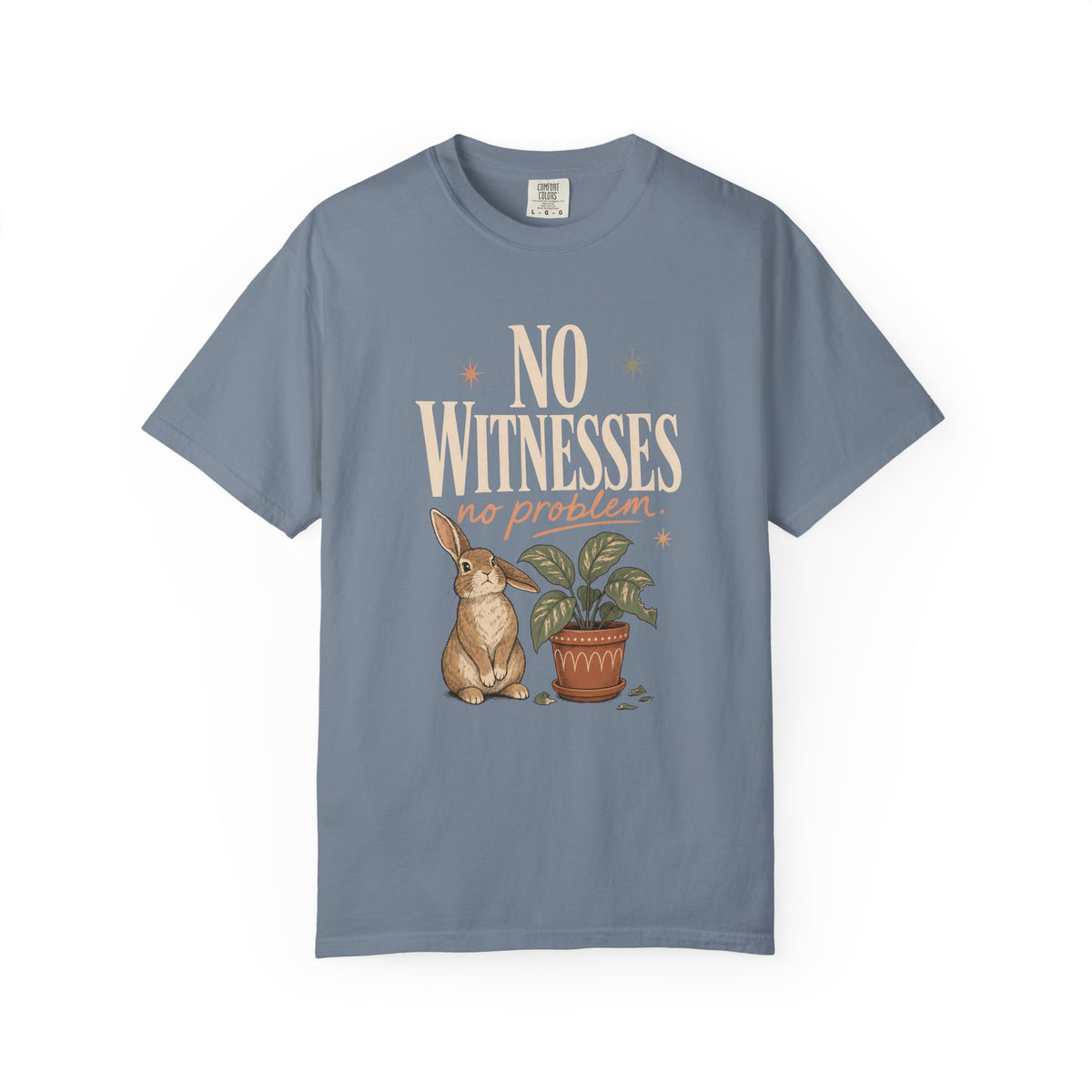 No Witnesses No Problem Shirt, Funny Bunny Tee, Rabbit Mom Gift, Plant Lover Bunny Shirt, Cute Cottagecore Comfort Colors