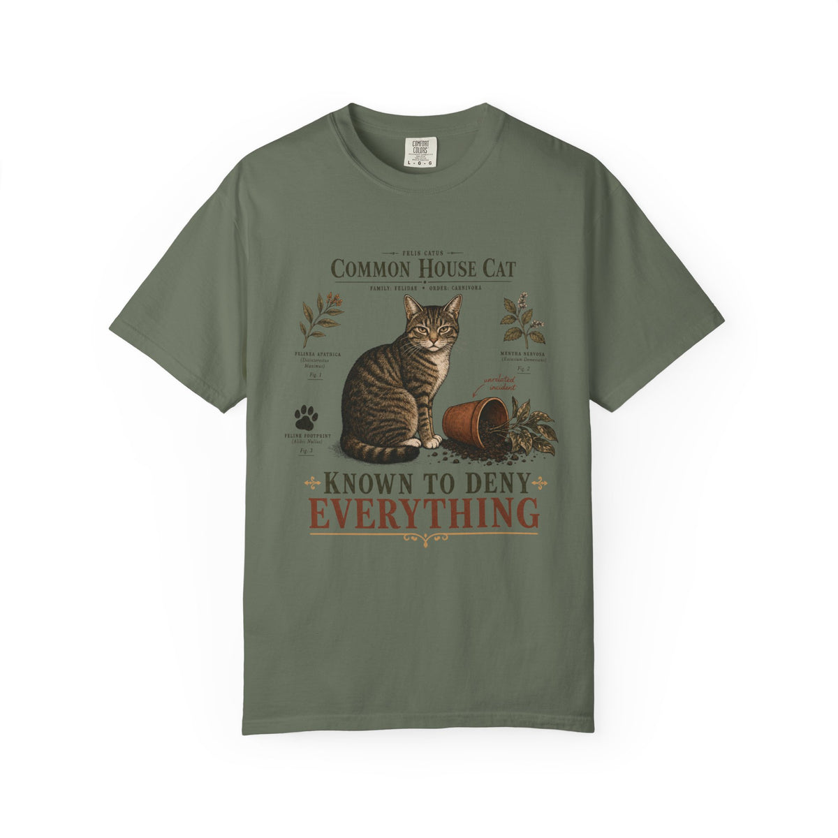 Common House Cat Known To Deny Everything Funny Cat Shirt | Vintage Scientific Field Guide Tabby Cat Tee | Funny Cat Mom Shirt