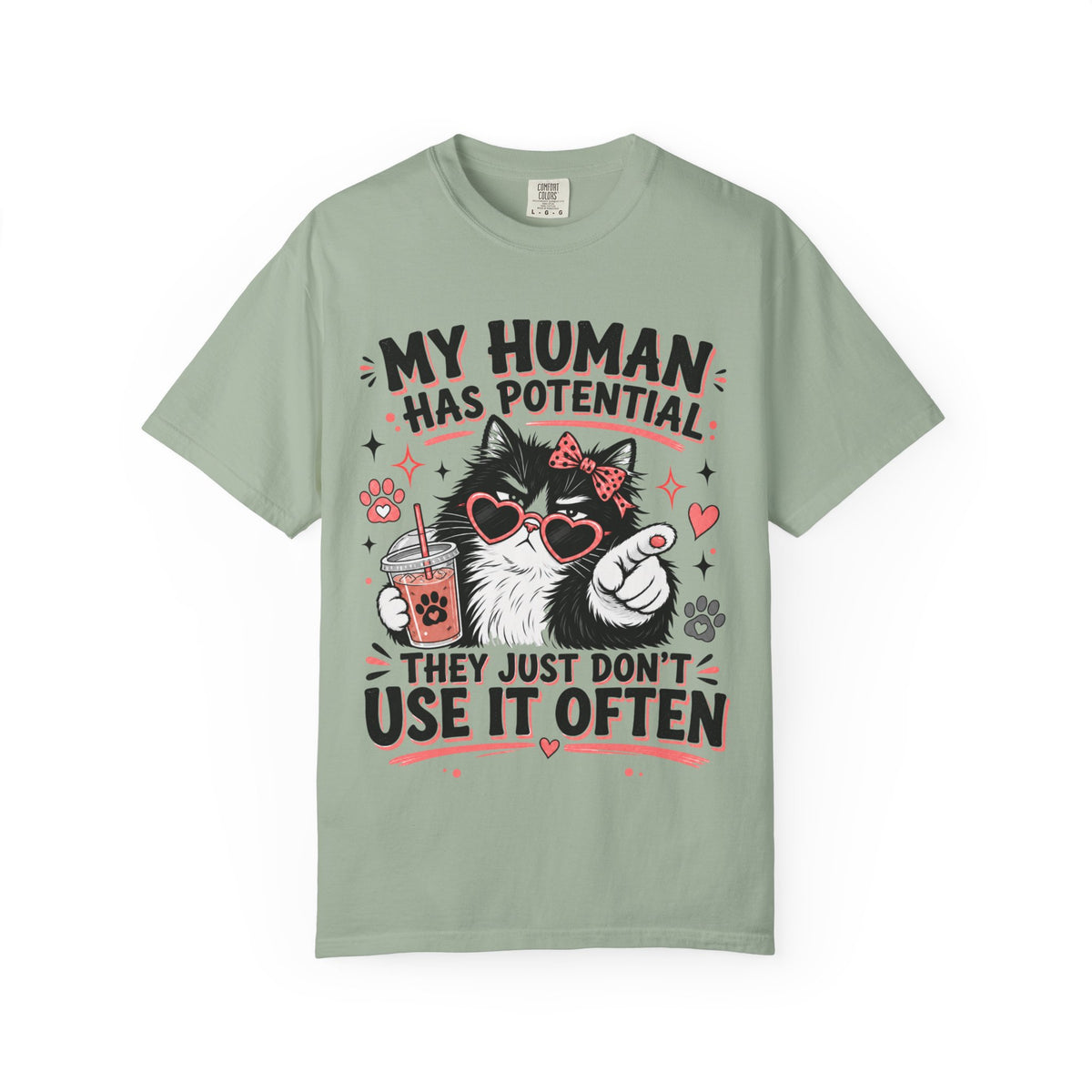 Cat Humor T-Shirt — "My Human Has Potential" Funny Cat Graphic Tee