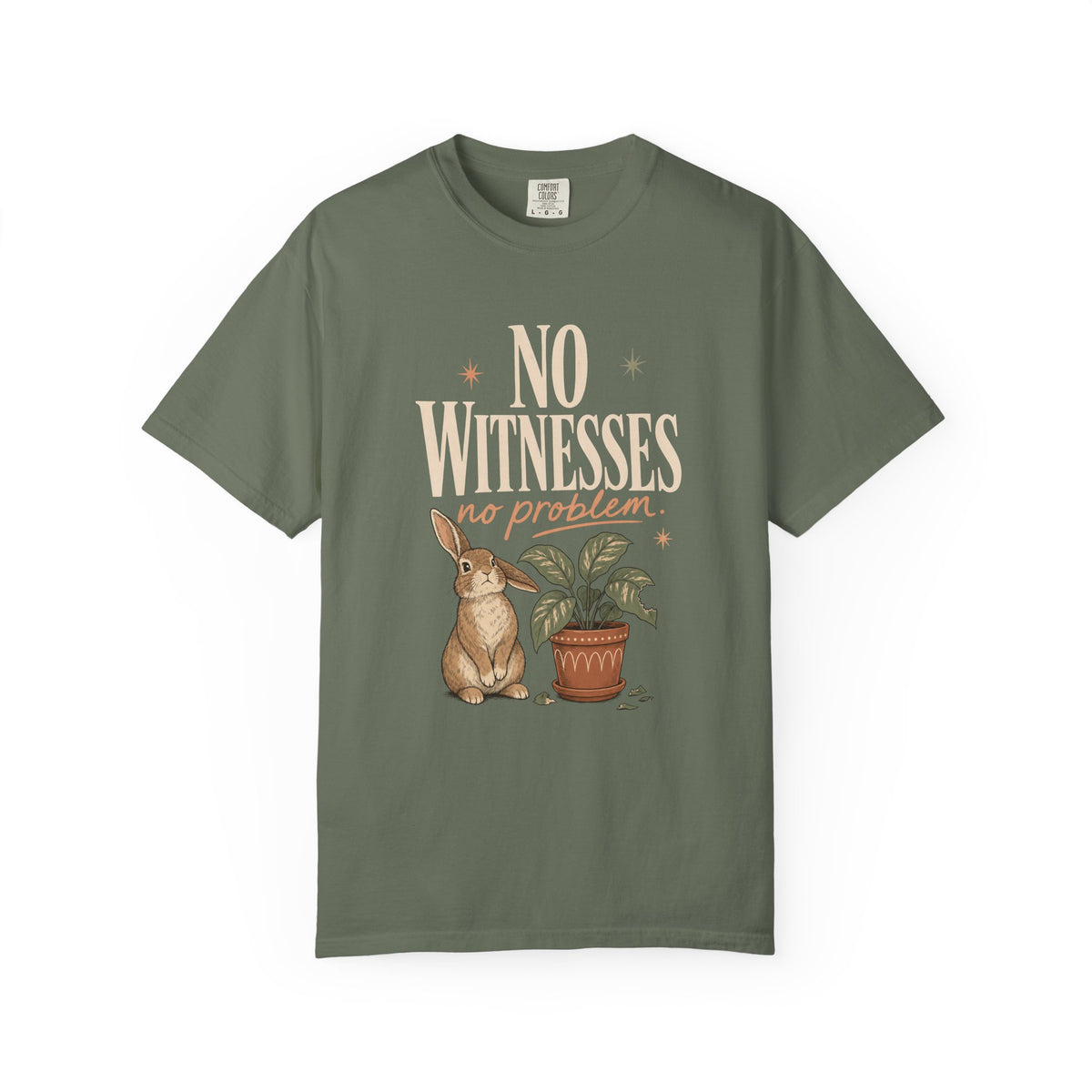 No Witnesses No Problem Shirt, Funny Bunny Tee, Rabbit Mom Gift, Plant Lover Bunny Shirt, Cute Cottagecore Comfort Colors