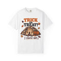 Trick Or Treat I Choose Nap Funny Sleepy Dog Halloween Shirt | Golden Retriever Puppy Cozy Plaid Blanket Tee | Funny Dog Mom Halloween Shirt