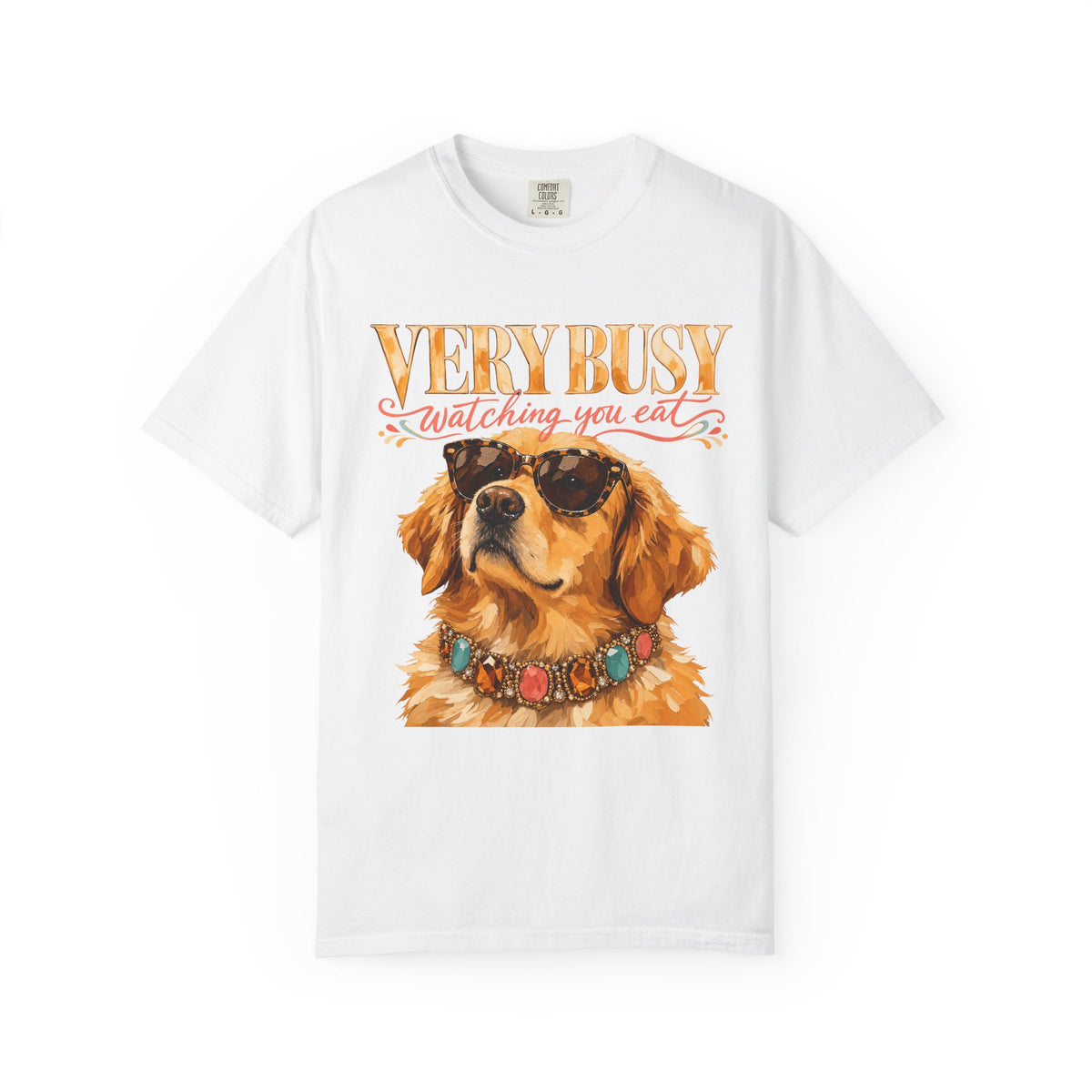 Very Busy Watching You Eat Shirt, Funny Golden Retriever Tee, Cool Dog Sunglasses Shirt, Dog Mom Gift, Comfort Colors