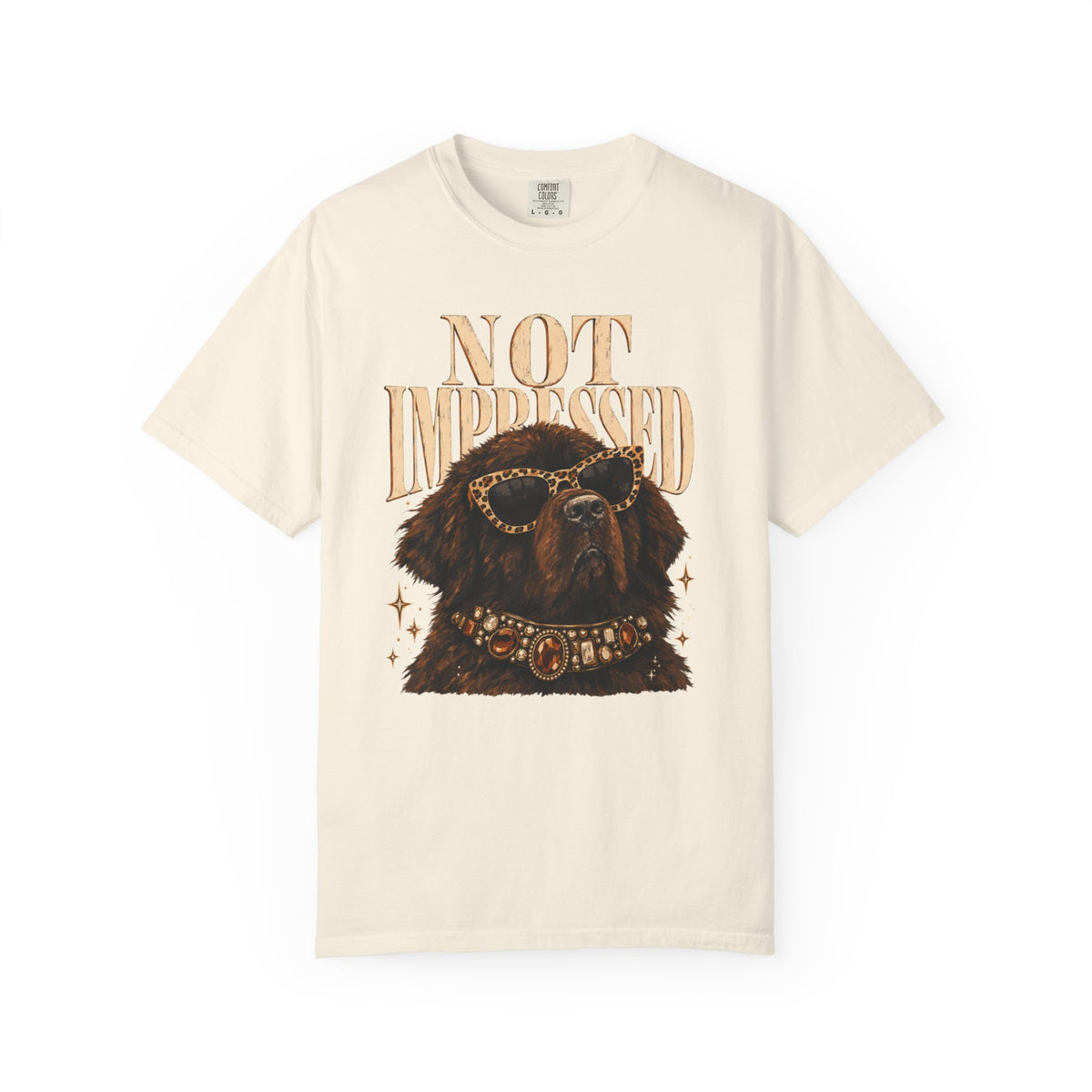 Not Impressed Dog T-Shirt — Graphic Tee with Cool Newfoundland Illustration