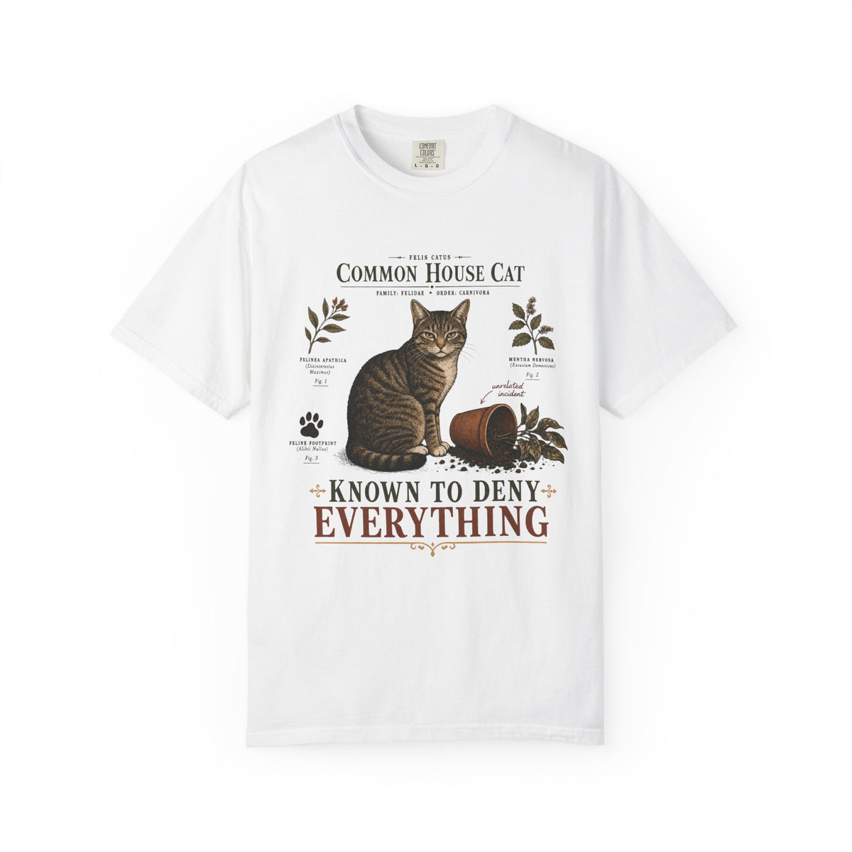 Common House Cat Known To Deny Everything Funny Cat Shirt | Vintage Scientific Field Guide Tabby Cat Tee | Funny Cat Mom Shirt