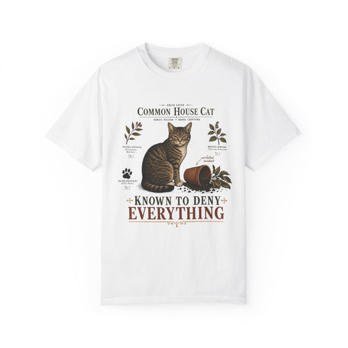 Common House Cat Known To Deny Everything Funny Cat Shirt | Vintage Scientific Field Guide Tabby Cat Tee | Funny Cat Mom Shirt