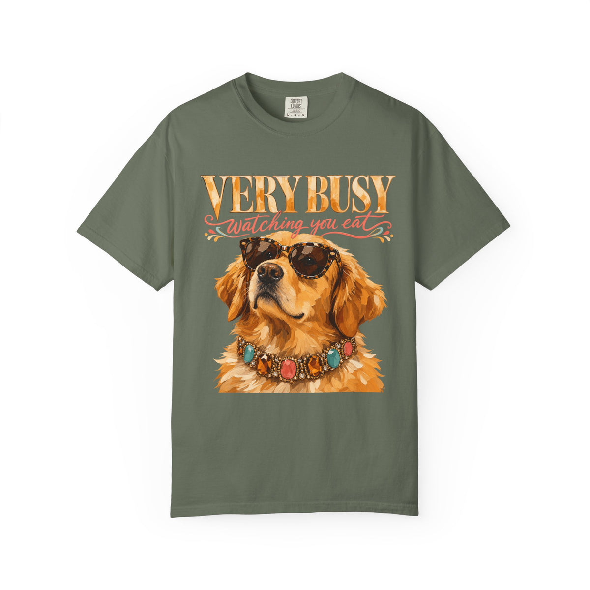 Very Busy Watching You Eat Shirt, Funny Golden Retriever Tee, Cool Dog Sunglasses Shirt, Dog Mom Gift, Comfort Colors