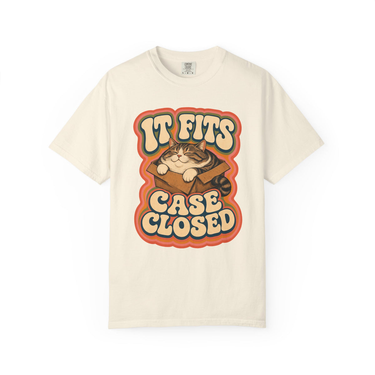 If It Fits Case Closed Shirt, Funny Cat In A Box Tee, Chubby Tabby Cat Mom Gift, Retro 70s Cat Lover T-Shirt, Comfort Colors