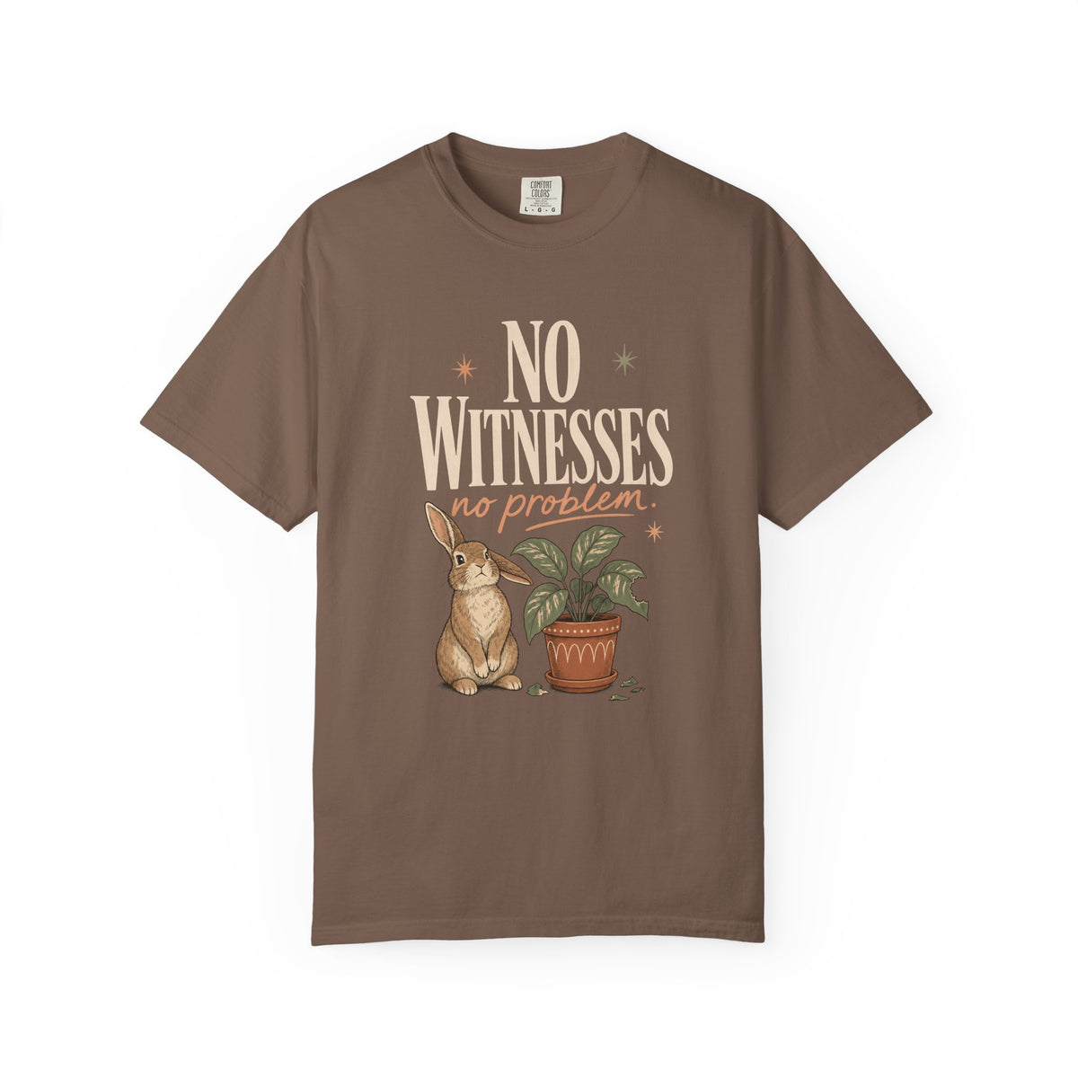 No Witnesses No Problem Shirt, Funny Bunny Tee, Rabbit Mom Gift, Plant Lover Bunny Shirt, Cute Cottagecore Comfort Colors