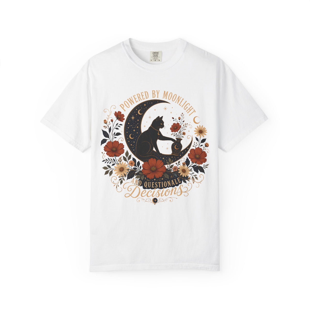 Powered By Moonlight Black Cat Graphic T-Shirt