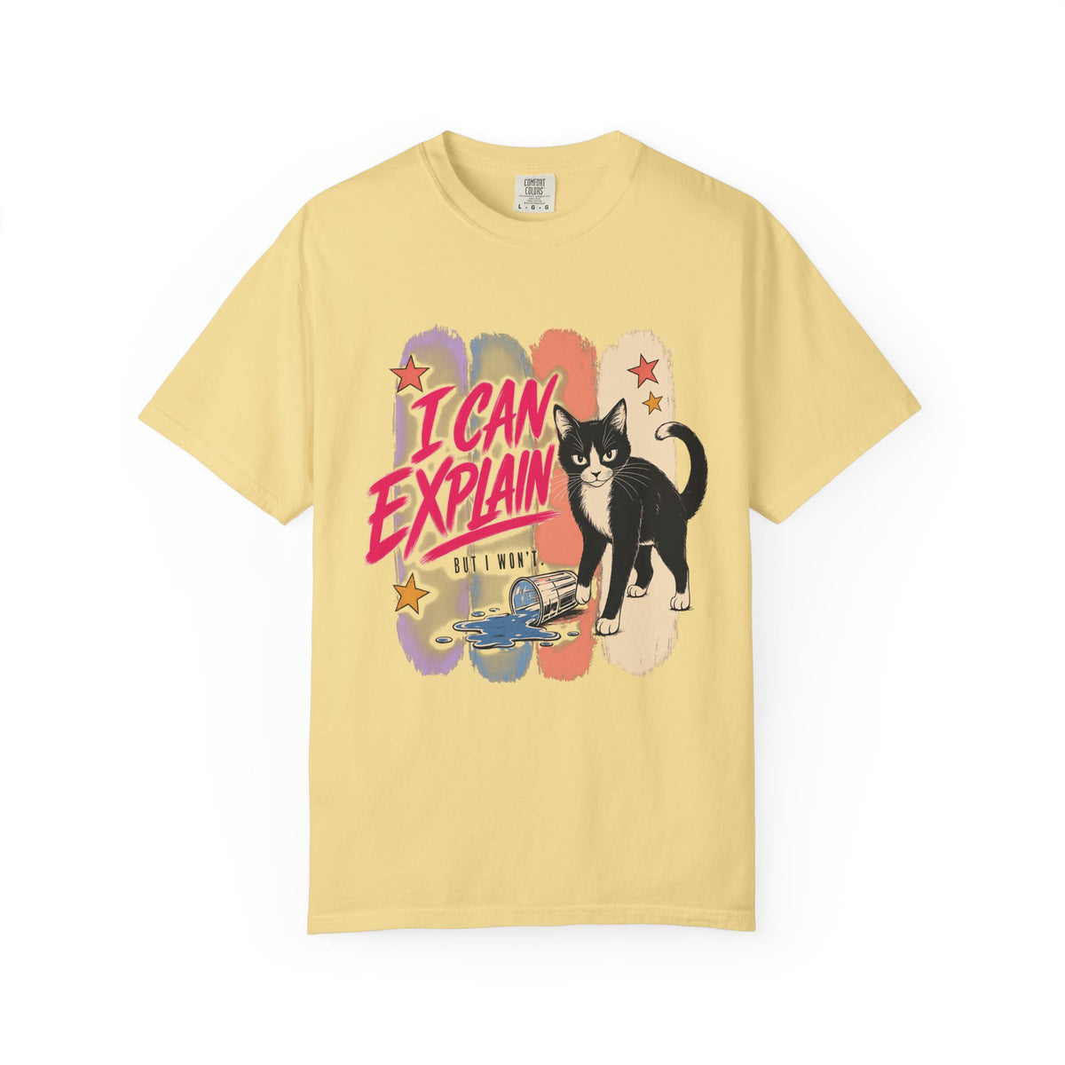 I Can Explain Shirt, Funny Tuxedo Cat Tee, Black Cat Mom Gift, Sassy Cat Lover T-Shirt, Retro Comfort Colors