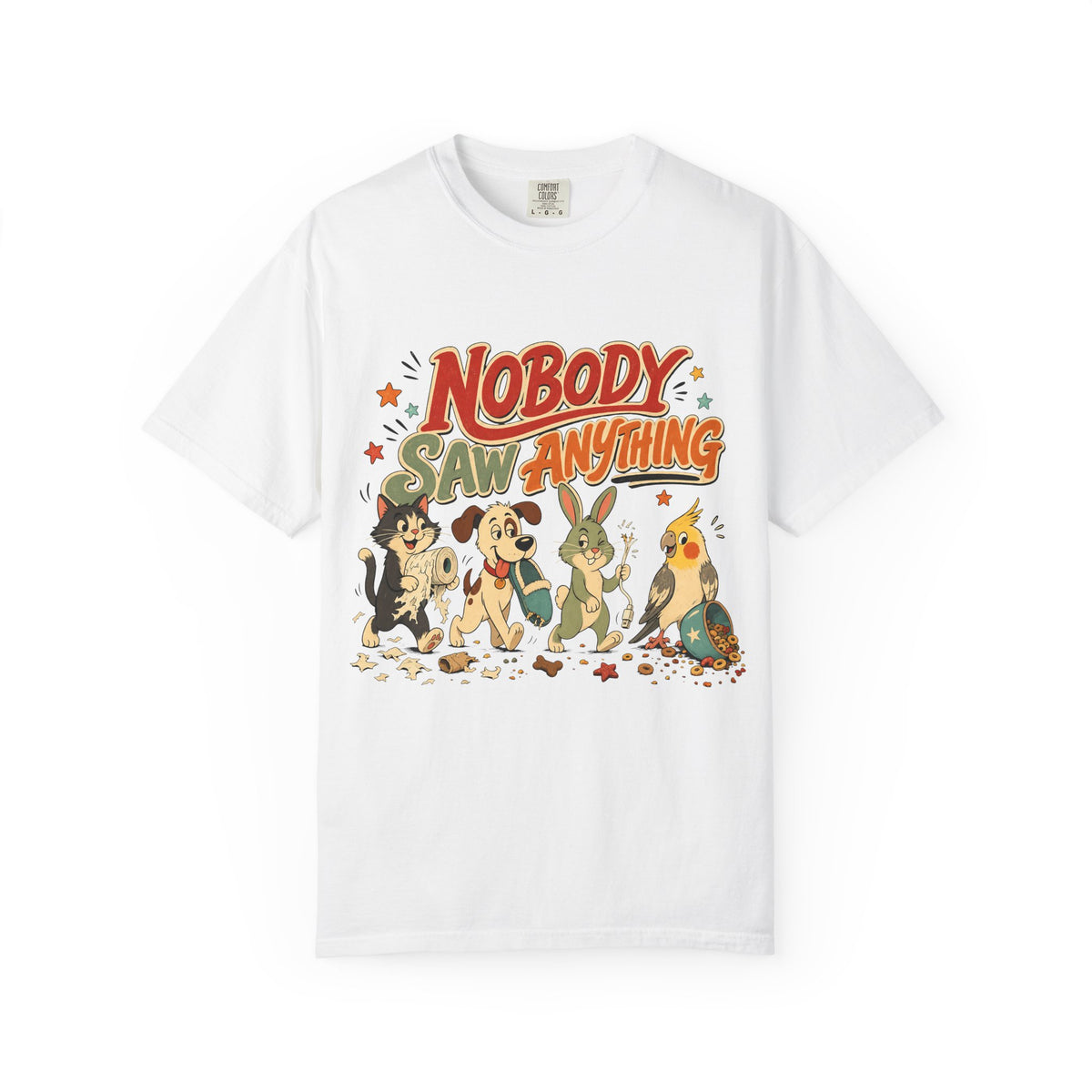 Nobody Saw Anything Shirt, Funny Pet Tee, Cat Dog Bunny Bird Lover Gift, Pet Mom Shirt, Retro Cartoon Animal T-Shirt, Comfort Colors