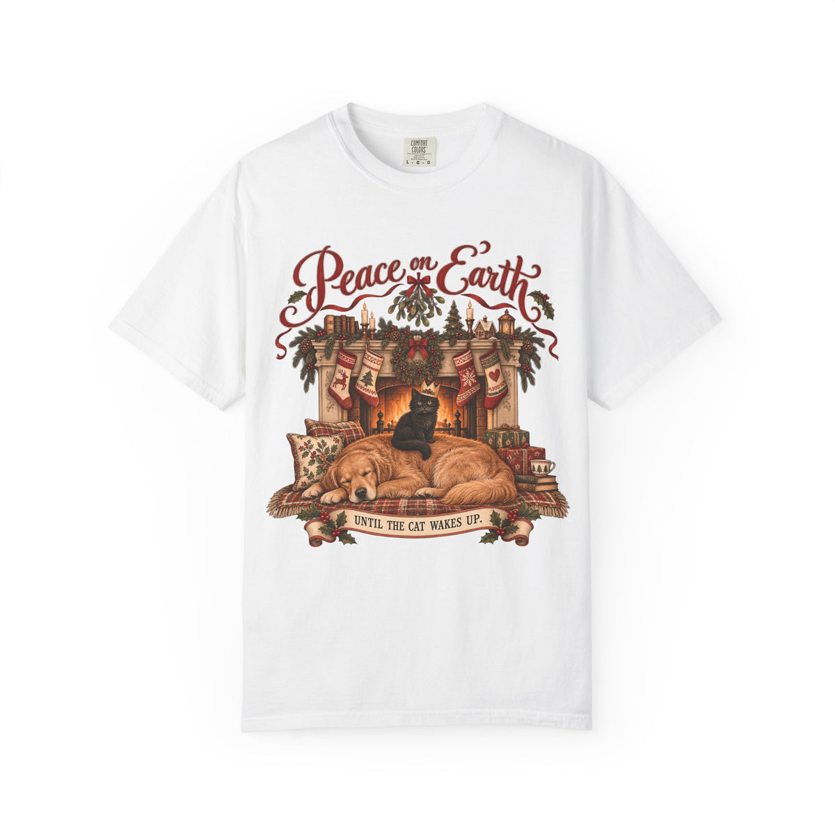 Funny Christmas Pet Shirt - Peace on Earth Until the Cat Wakes Up