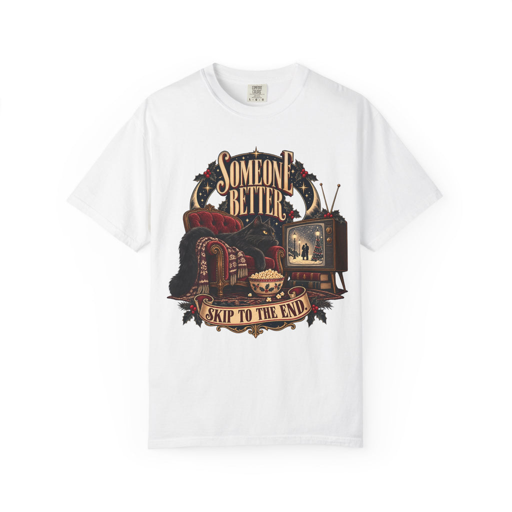 Someone Better Skip to the End Funny Christmas Movie Cat Shirt