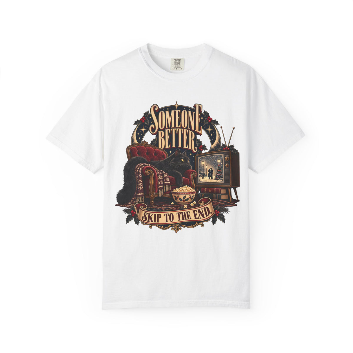 Someone Better Skip to the End Funny Christmas Movie Cat Shirt