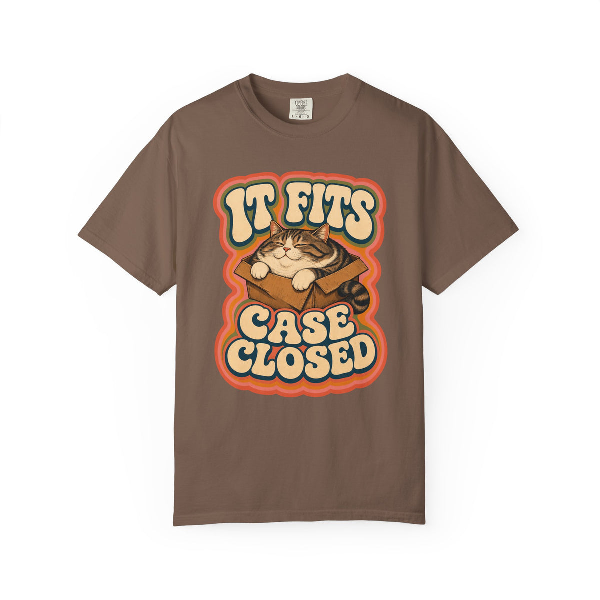 If It Fits Case Closed Shirt, Funny Cat In A Box Tee, Chubby Tabby Cat Mom Gift, Retro 70s Cat Lover T-Shirt, Comfort Colors