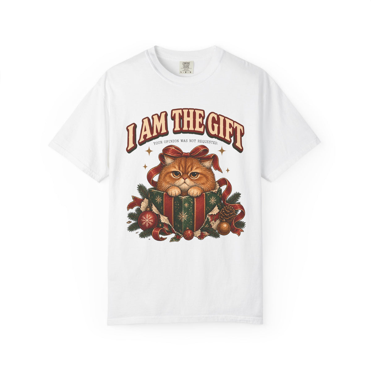Funny Christmas Cat Shirt - I Am The Gift Orange Cat Tee