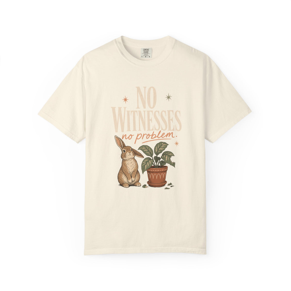 No Witnesses No Problem Shirt, Funny Bunny Tee, Rabbit Mom Gift, Plant Lover Bunny Shirt, Cute Cottagecore Comfort Colors