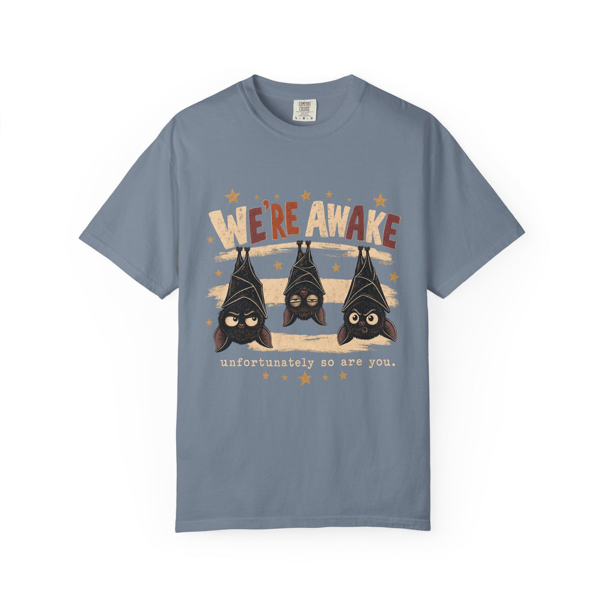 We're Awake Bat Shirt, Funny Halloween Bat Tee, Night Owl Spooky Season Shirt, Cute Bat Lover Gift, Retro Comfort Colors