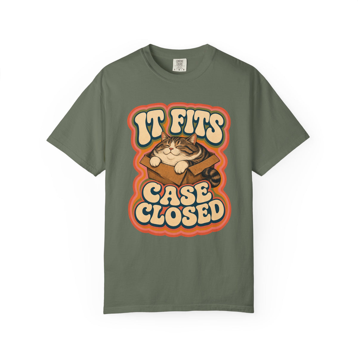 If It Fits Case Closed Shirt, Funny Cat In A Box Tee, Chubby Tabby Cat Mom Gift, Retro 70s Cat Lover T-Shirt, Comfort Colors