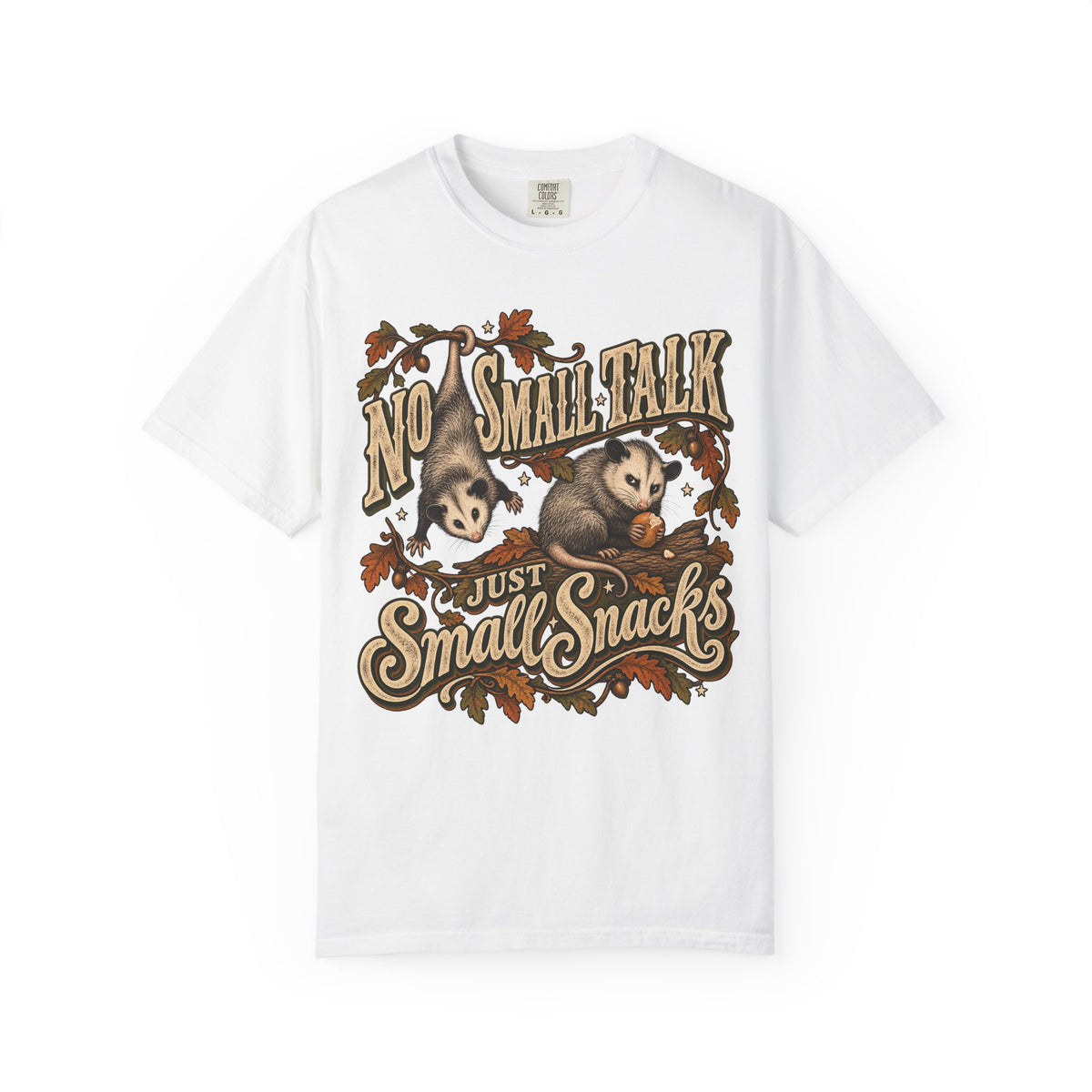 No Small Talk Just Small Snacks Shirt, Funny Opossum Tee, Introvert Possum Fall Thanksgiving Shirt, Comfort Colors Cottagecore Gift