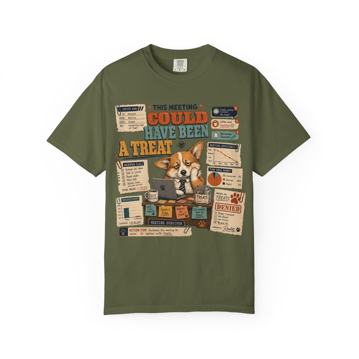 This Meeting Could Have Been a Treat T-Shirt | Funny Corgi Office Shirt | Sarcastic Work Meme Shirt | Comfort Colors Unisex Tee