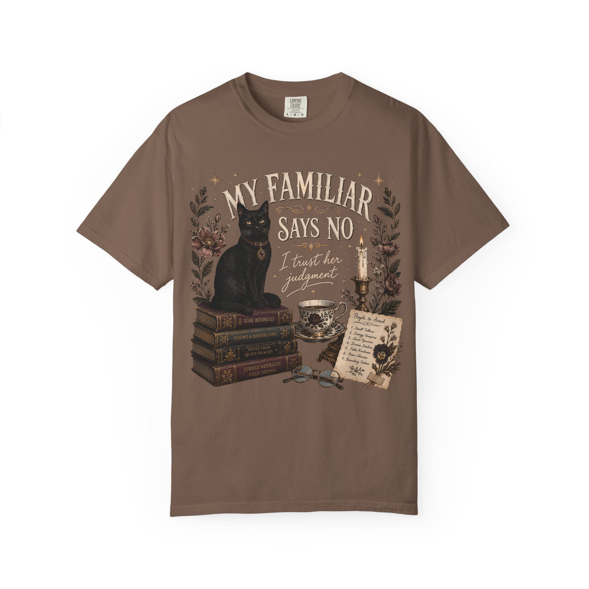 My Familiar Says No I Trust Her Judgment T-Shirt | Witchy Black Cat Shirt | Cottagecore Cat Lover Gift | Comfort Colors Unisex Tee