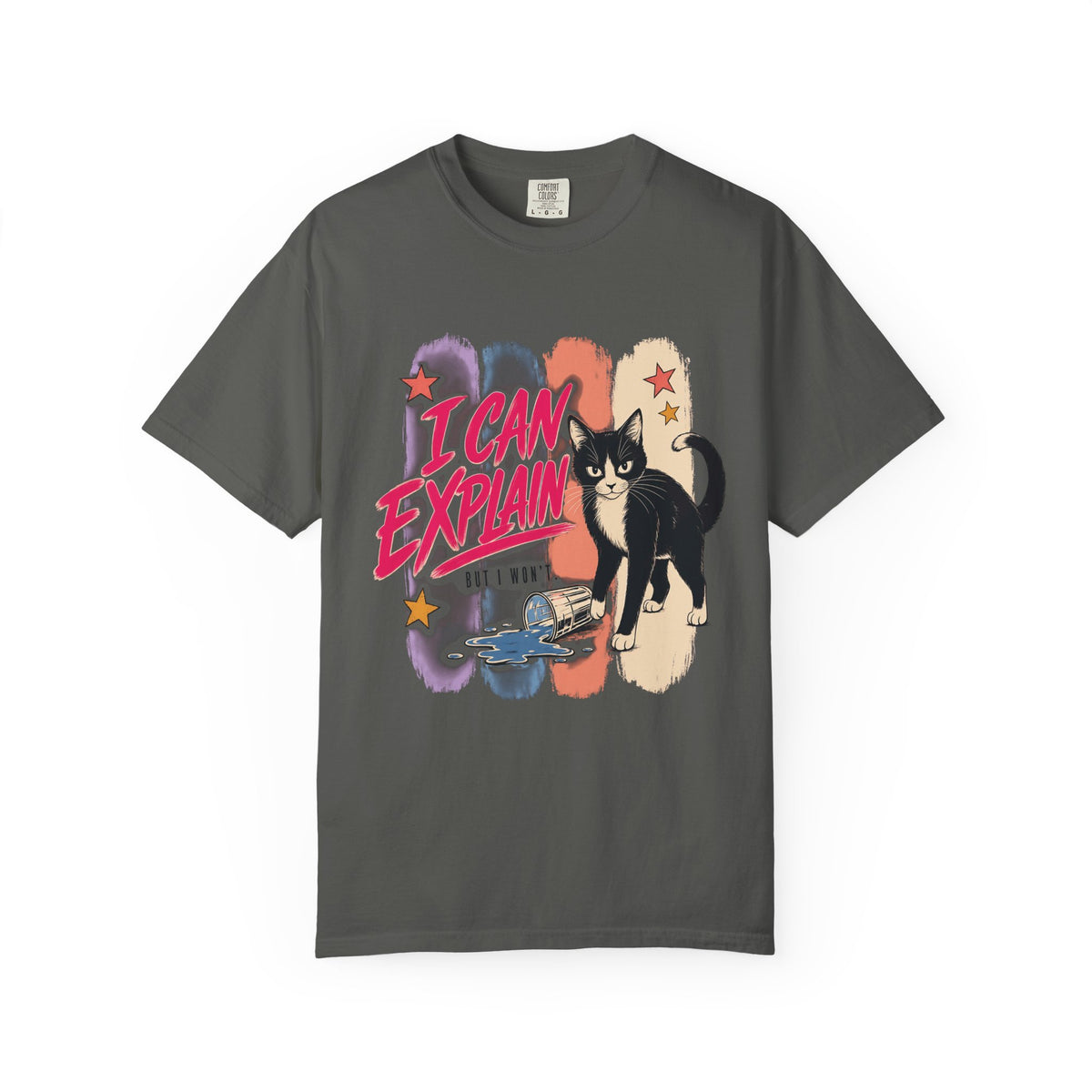 I Can Explain Shirt, Funny Tuxedo Cat Tee, Black Cat Mom Gift, Sassy Cat Lover T-Shirt, Retro Comfort Colors