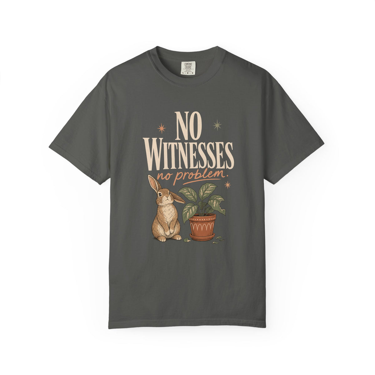 No Witnesses No Problem Shirt, Funny Bunny Tee, Rabbit Mom Gift, Plant Lover Bunny Shirt, Cute Cottagecore Comfort Colors